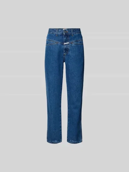 Jeansy o kroju straight fit z naszywką z logo Closed niebieskie