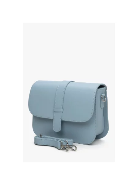 Сумка на плече шкіряна Estro блакитна