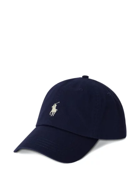 Lniana czapka z daszkiem Polo Ralph Lauren z okrągłym dekoltem niebieska