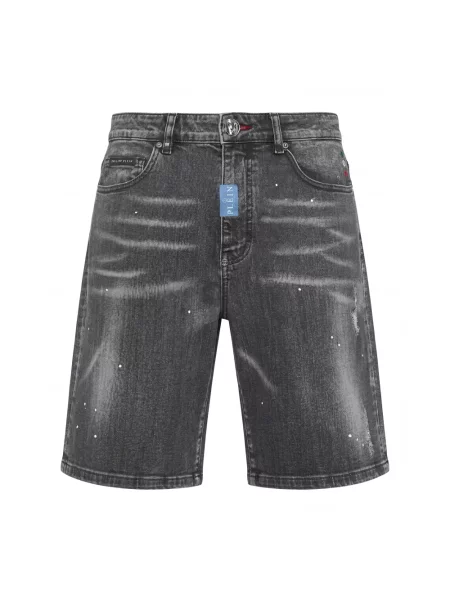 Szorty jeansowe Philipp Plein czarne