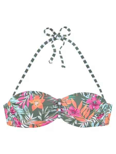VENICE BEACH Sutien costum de baie verde pastel / portocaliu / roz alb