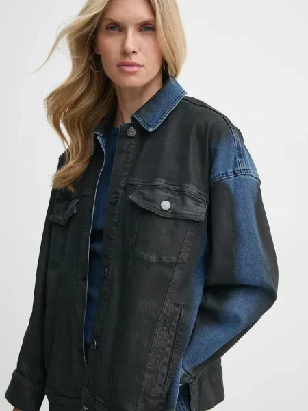 Gestuz geacă din denim femei de tranziție negru