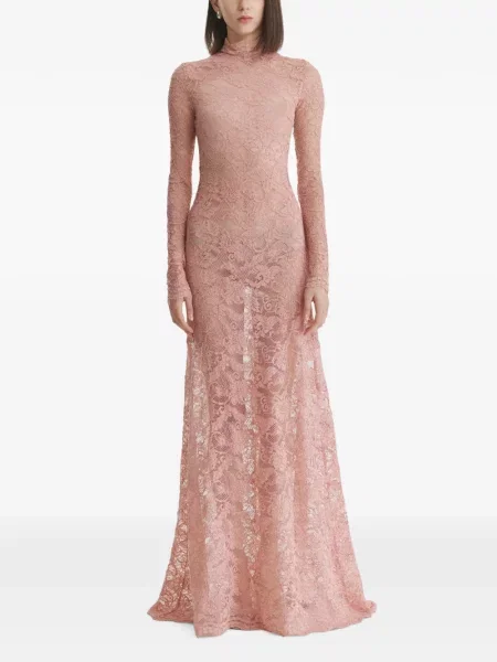 Lung rochie maxi 2310 Studio cu broderie din dantelă roz