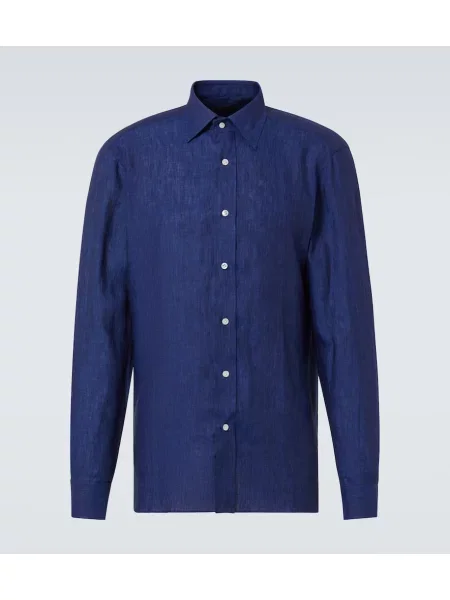 Lanena srajca Rubinacci modra