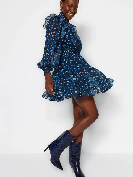 Rochie mini Trendyol țesută albastru