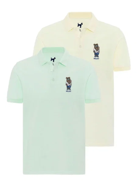 Williot Tričko marine / hnědá / světle žlutá / mátová modrá