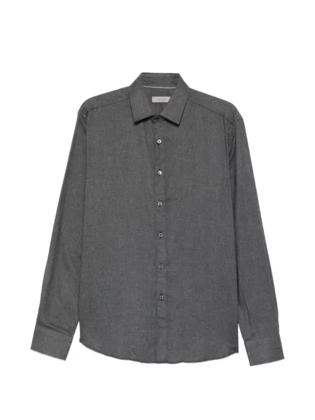 Cămașă Canali cu model herringbone gri