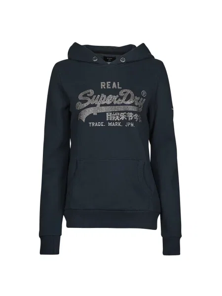 Geacă Superdry cu glugă albastru