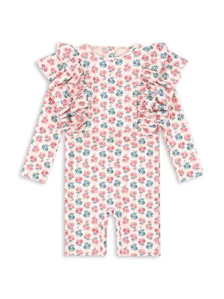 Konges Sløjd Jednodílné dětské plavky MANUCA FRILL ONESIE GRS růžové