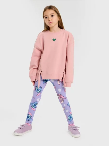 Sinsay legíny s vzorem Stitch pastelová růžová