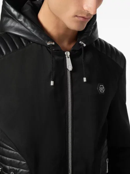 Geanta de piele Philipp Plein cu glugă negru