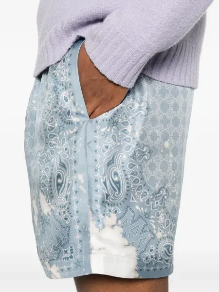 Pantaloni scurți Amiri de mătase cu imagine cu model paisley albastru