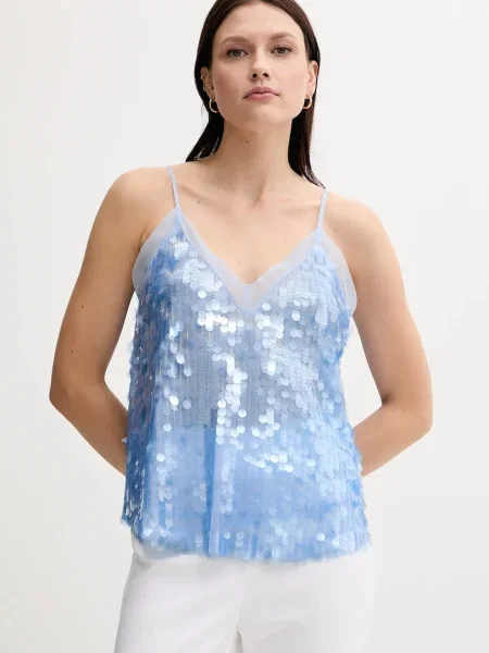 Блуза Sisley дамска с изчистен дизайн синьо