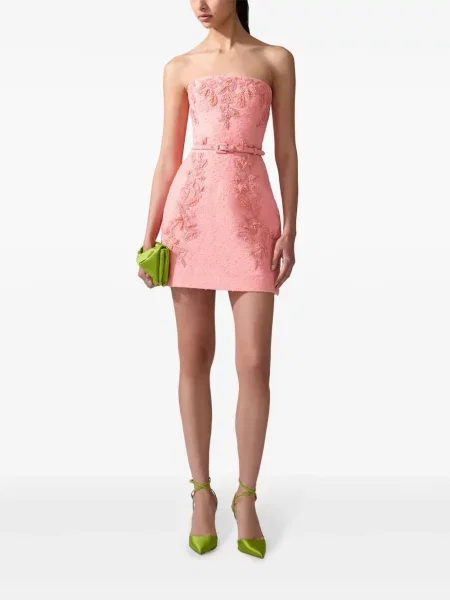 Siuvinėta mini suknelė Carolina Herrera rožinė