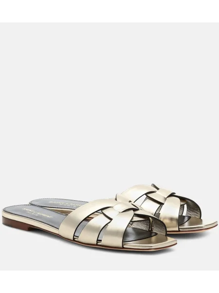Sandale Saint Laurent din piele auriu