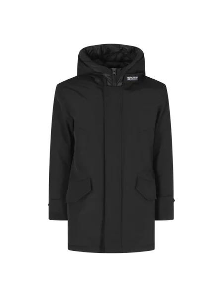 Parka Woolrich polarowa z wysokim kołnierzem czarna