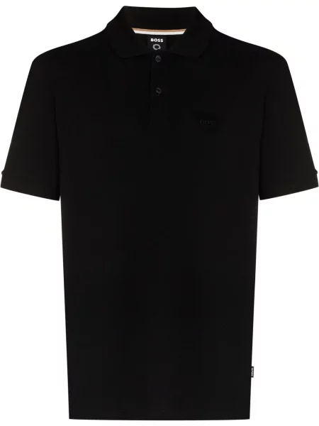 Tricou polo Boss cu broderie negru