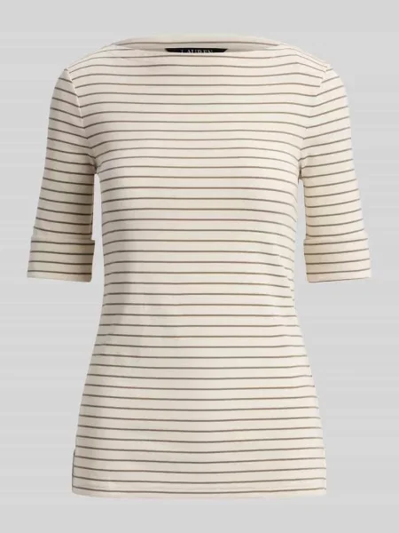 Męski t-shirt o kroju regular fit z mieszanki bawełny Lauren Ralph Lauren beżowa