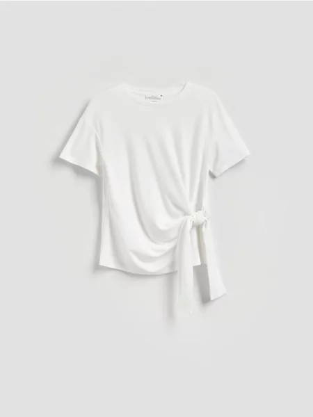 Reserved Tricou cu nod decorativ crem