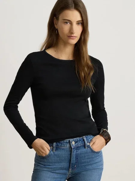 Tricou cu mânecă lungă Lauren Ralph Lauren negru