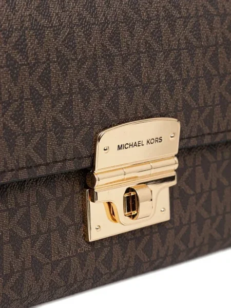 Spodnie Michael Michael Kors skórzane bez obcasa plecione różowe