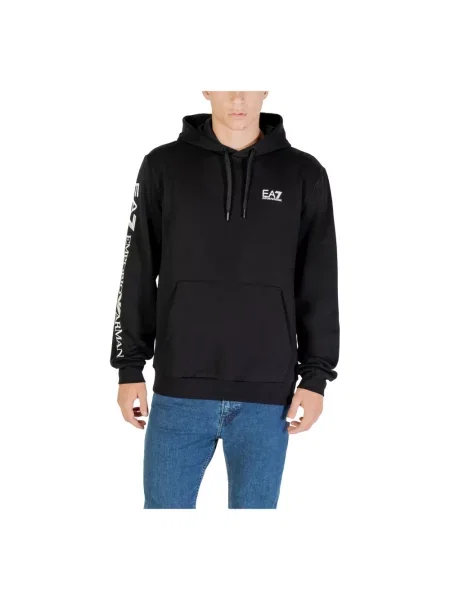 Bluza Ea7 Emporio Armani z kapturem z nadrukiem czarna