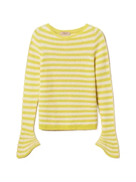 Top Twinset cu dungi cu decolteu rotund galben