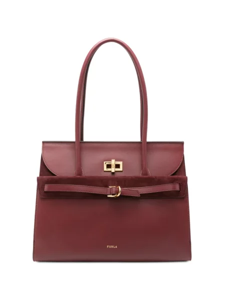 Geantă shopper Furla din piele cu cataramă roșu