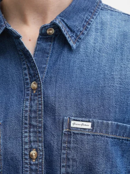 Джинсова сорочка Guess Jeans relaxed класичний комір синій