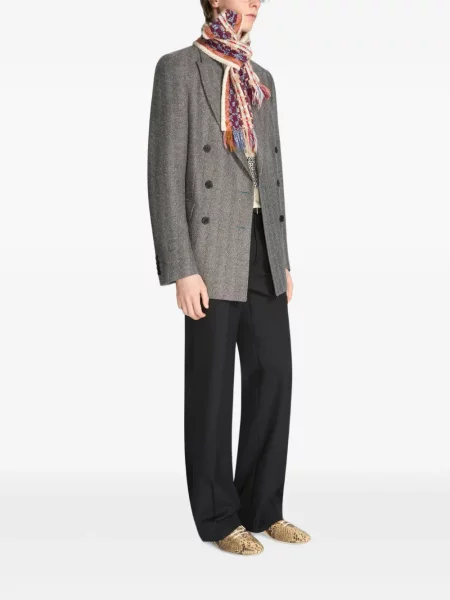 Vlněné dvouřadé sako Dries Van Noten šedé