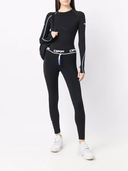 Leggings Off-white cu autograf alb