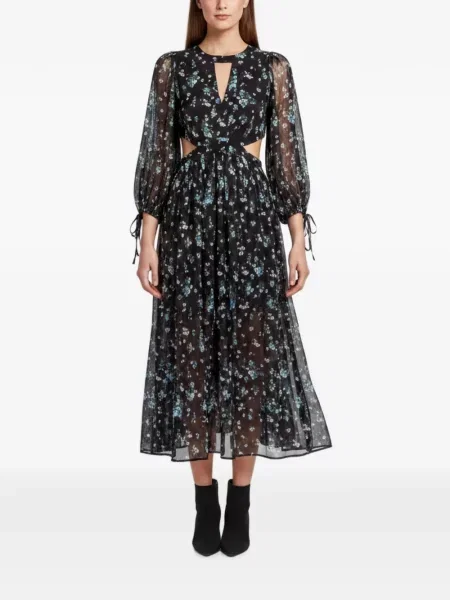 Rochie maxi Maje cu model floral cu imagine negru