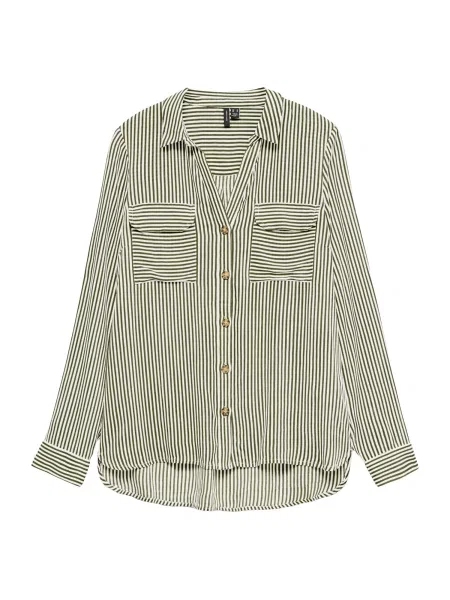 VERO MODA Bluză VMBUMPY oliv alb