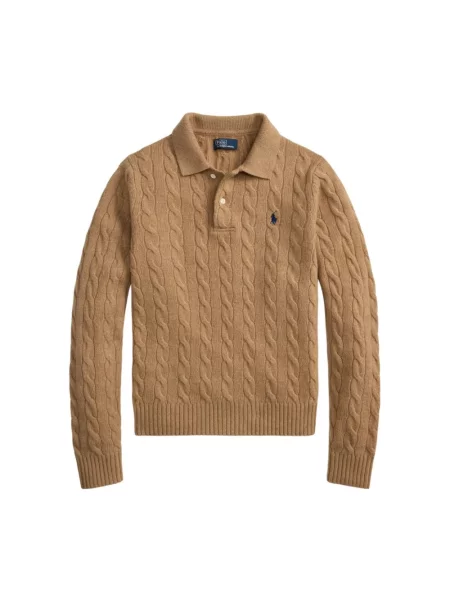 Dzianinowy sweter Ralph Lauren brązowy