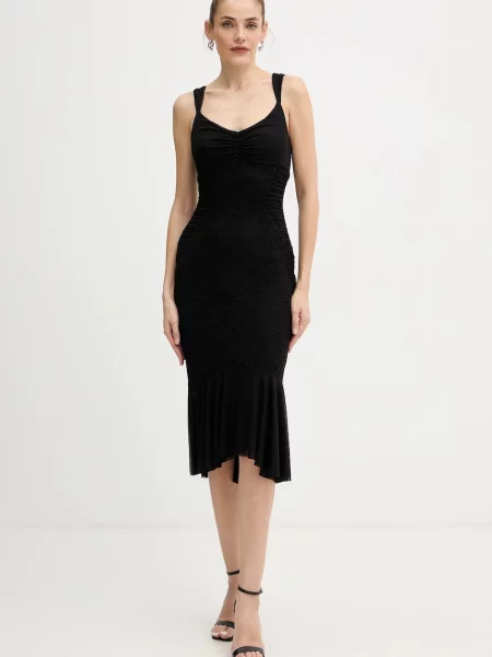 Haljina Guess CAITLYN midi uski kroj crna