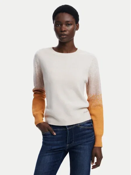 Вълнен пуловер Desigual бежово