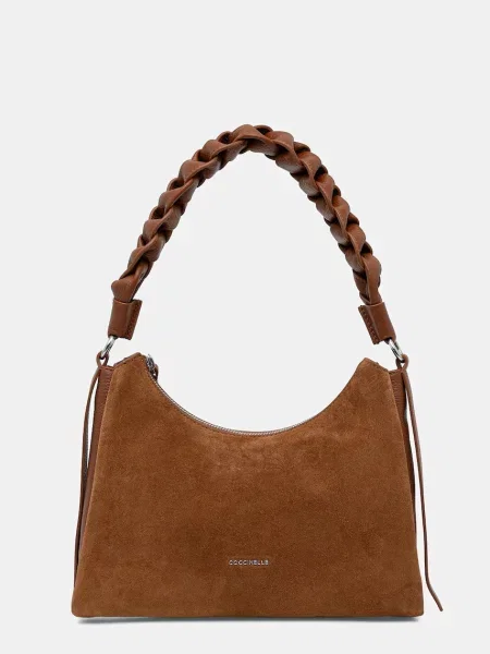 Coccinelle torebka zamszowa BOHEME SUEDE BIMATERIAL brązowy
