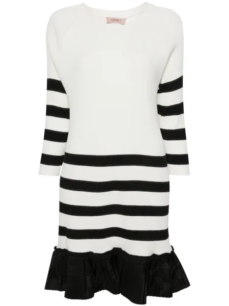 Rochie Twinset cu dungi cu imagine de costum alb