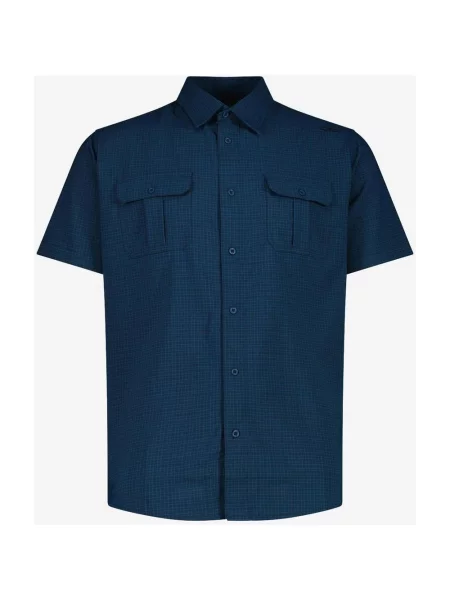 Polo CMP Technical Plaid krótki rękaw granatowy 48 niebieska