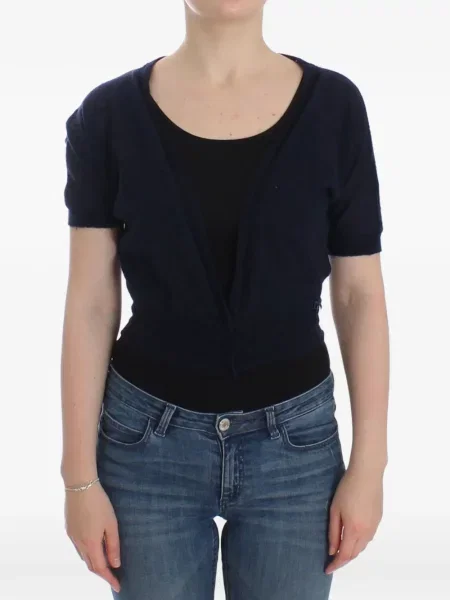 Scurt cardigan Ermanno Scervino cu decolteu în V albastru
