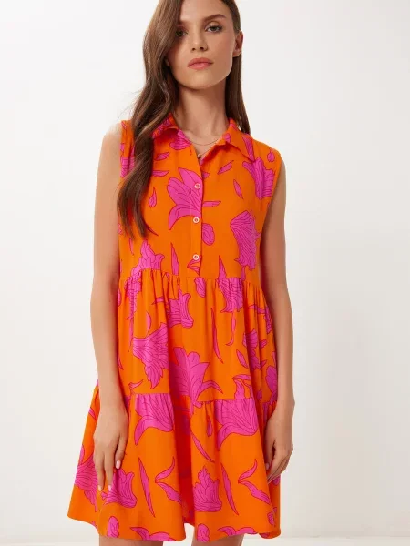 Happiness İstanbul Rochie de vară mov neon / homar portocaliu