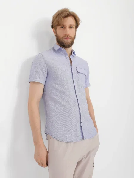 Armani Exchange Сорочка з коротким рукавом Світло-синій синя