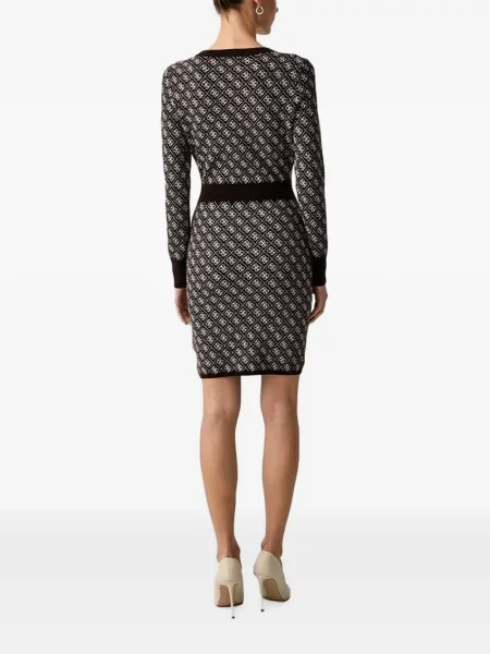Rochie mini Guess cu imagine cu decolteu în V maro