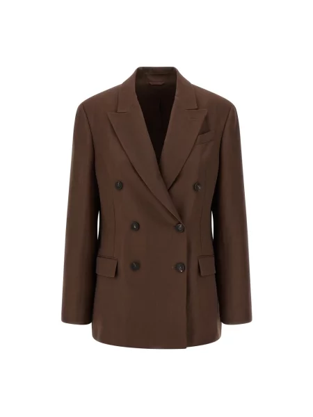 Lniana lniana marynarka Brunello Cucinelli brązowa