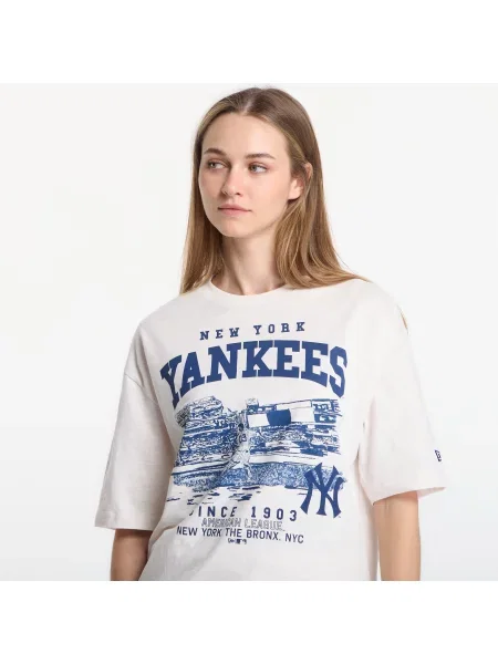 T-shirt New Era MLB Slub Stadium OS Tee New York Yankees UNISEX Off White XL λευκό