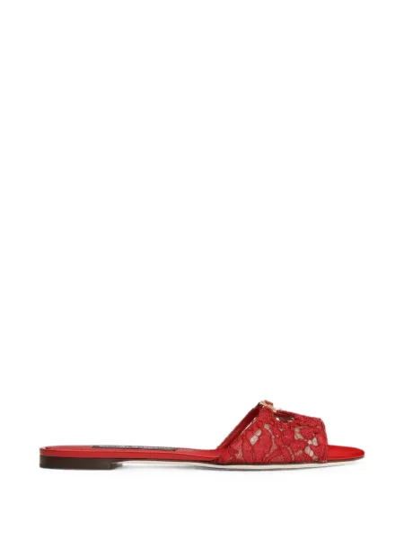 Sandale Dolce & Gabbana fără toc din dantelă roșu