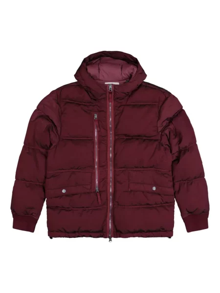 Geacă Stone Island cu glugă cu strasuri roșu