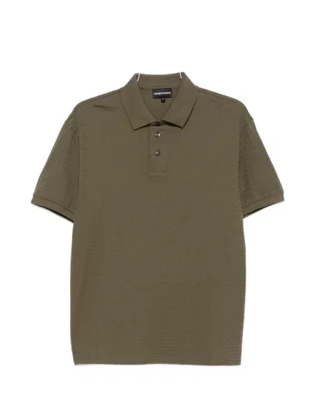 Scurt tricou polo Emporio Armani din jacard cu autograf verde