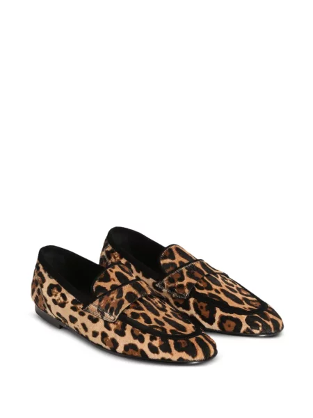 Pantofi loafer Dolce & Gabbana cu imagine cu model leopard maro