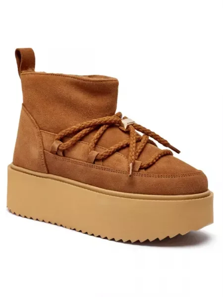 INUIKII Bőr hótaposó CLASSIC LOW PLATFORM barna